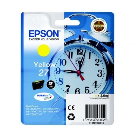 Epson Cartucho de Tinta nº27 Amarillo C13T27044012 DURABrite Ultra Epson Cartucho de Tinta nº27 Amarillo C13T27044012 DURABrite Ultra