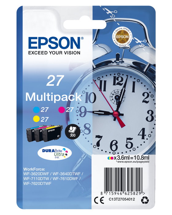 Epson 27 Tinta T0715 multipack (negro, cian, magenta, amarillo) pack 3 colores cartuchos compatibles Epson 27 Tinta T0715 multipack (negro, cian, magenta, amarillo) pack 3 colores cartuchos compatibles