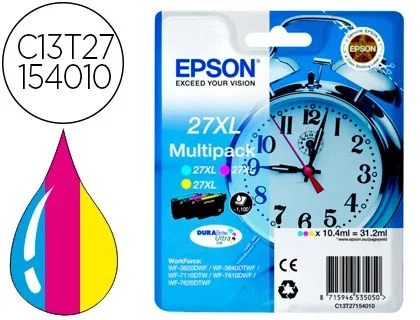 Epson Multipack de Tinta 27XL C13T27154012 (Cian, Magenta, Amarillo) de Alta Capacidad Epson Multipack de Tinta 27XL C13T27154012 (Cian, Magenta, Amarillo) de Alta Capacidad