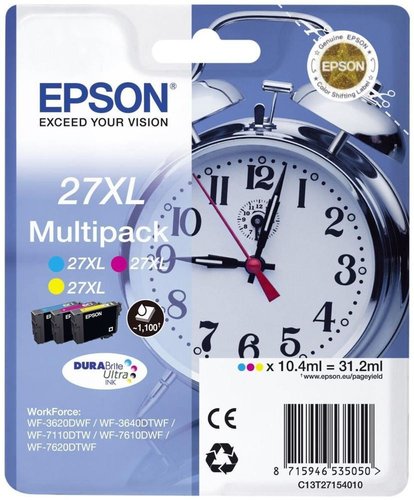 Epson Multipack de Tinta 27XL C13T27154012 (Cian, Magenta, Amarillo) de Alta Capacidad Epson Multipack de Tinta 27XL C13T27154012 (Cian, Magenta, Amarillo) de Alta Capacidad
