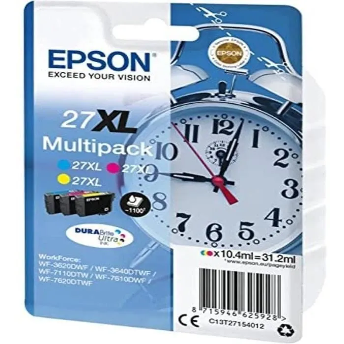 Epson Cartucho 27XL Cian, Magenta y Amarillo - 3x10.4ml - 100 Páginas