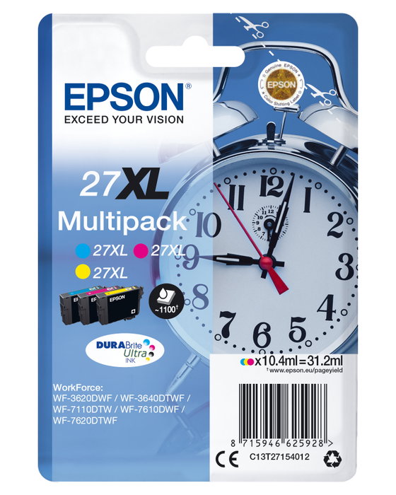 Epson Multipack de tinta 27XL Cian, magenta y amarillo Epson Multipack de tinta 27XL Cian, magenta y amarillo