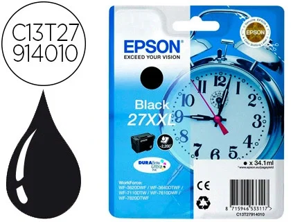 Epson Cartucho Negro 27XXL C13T27914012 de Alta Capacidad
