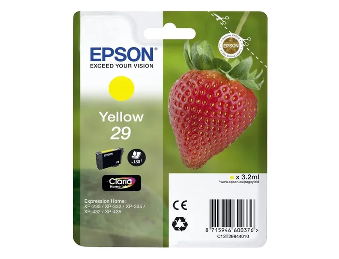 Epson Cartucho de Tinta Claria Home Ink nº29 Amarillo (T2984) Epson Cartucho de Tinta Claria Home Ink nº29 Amarillo (T2984)