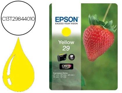 Epson Cartucho de Tinta Claria Home Ink nº29 Amarillo (T2984) Epson Cartucho de Tinta Claria Home Ink nº29 Amarillo (T2984)