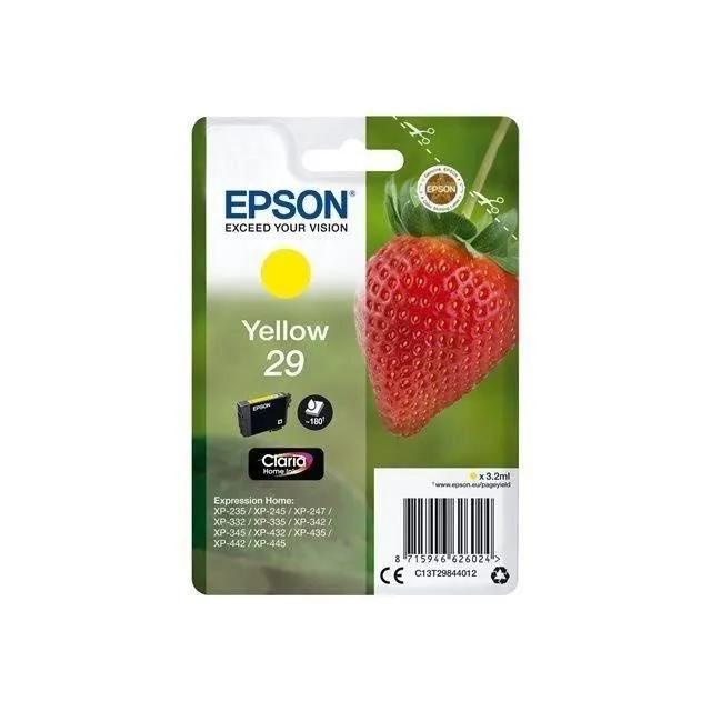 Epson Cartucho de Tinta Claria Home Ink nº29 Amarillo (T2984) Epson Cartucho de Tinta Claria Home Ink nº29 Amarillo (T2984)
