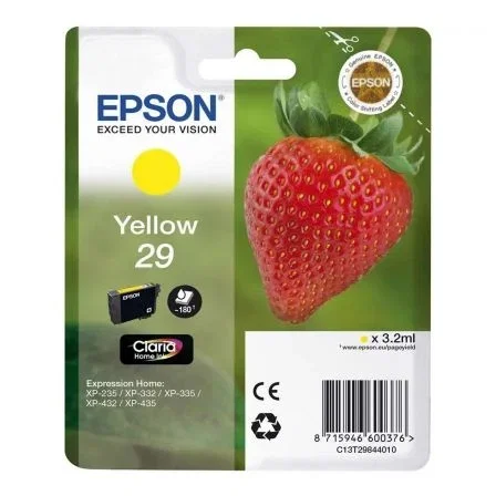 Epson Cartucho de Tinta Claria Home Ink nº29 Amarillo (T2984) Epson Cartucho de Tinta Claria Home Ink nº29 Amarillo (T2984)