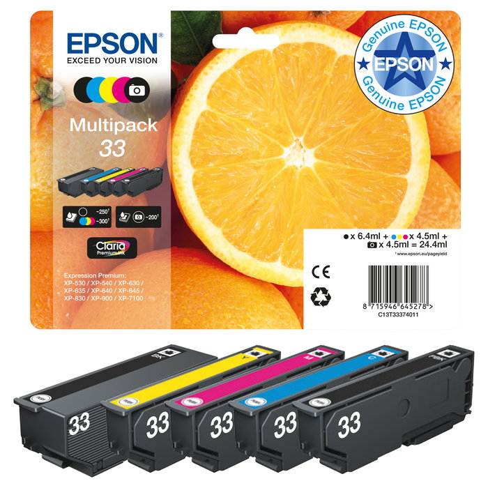 Epson Multipack 33 Claria Premium 5 Colores (C13T33374011) para Expression Premium XP-530/XP-630/XP-830