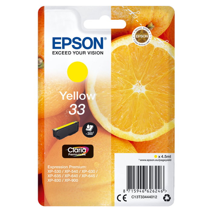 Epson Cartucho Amarillo Claria Premium C13T33444012 Epson Cartucho Amarillo Claria Premium C13T33444012