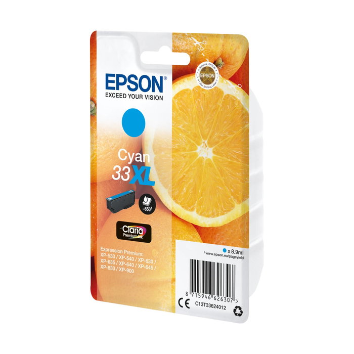 Epson Cartucho de Tinta 33XL Cian C13T33624012 Claria Premium