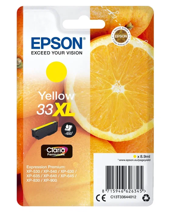 Epson Cartucho de Tinta 33XL Amarillo Claria Premium Epson Cartucho de Tinta 33XL Amarillo Claria Premium