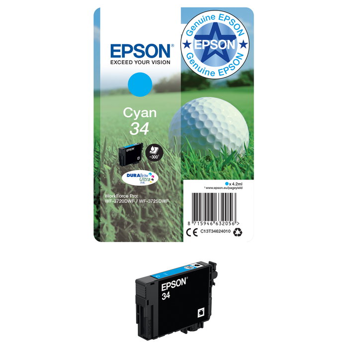 Epson Cartucho de tinta 34 DURABrite Ultra Cian C13T34624010