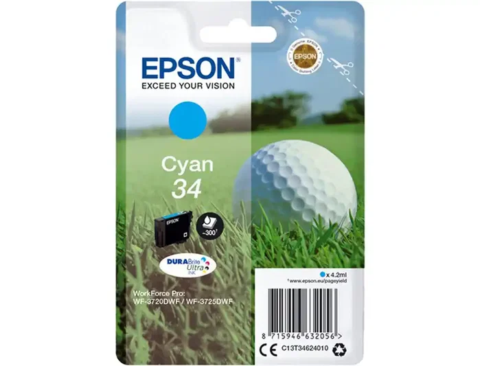Epson Cartucho de tinta 34 DURABrite Ultra Cian C13T34624010