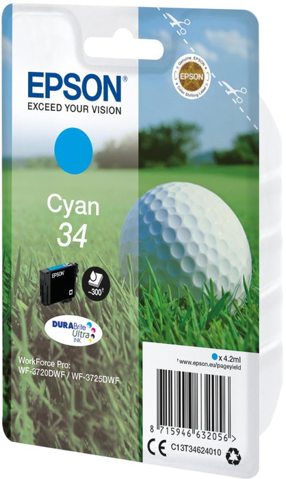 Epson Cartucho de tinta 34 DURABrite Ultra Cian C13T34624010