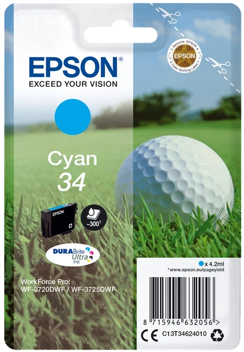 Epson Cartucho de tinta 34 DURABrite Ultra Cian C13T34624010
