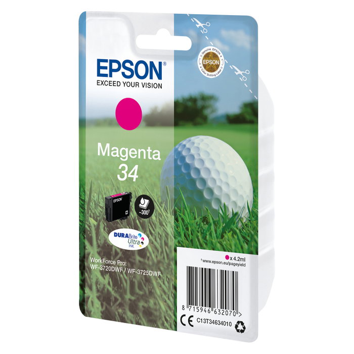 Epson Cartucho de tinta 34 Magenta DURABrite Ultra C13T34634010, 4.2 ml
