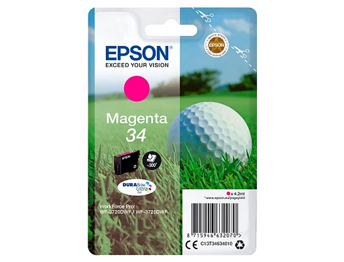 Epson Cartucho de tinta 34 Magenta DURABrite Ultra C13T34634010, 4.2 ml