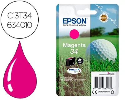 Epson Cartucho de tinta 34 Magenta DURABrite Ultra C13T34634010, 4.2 ml