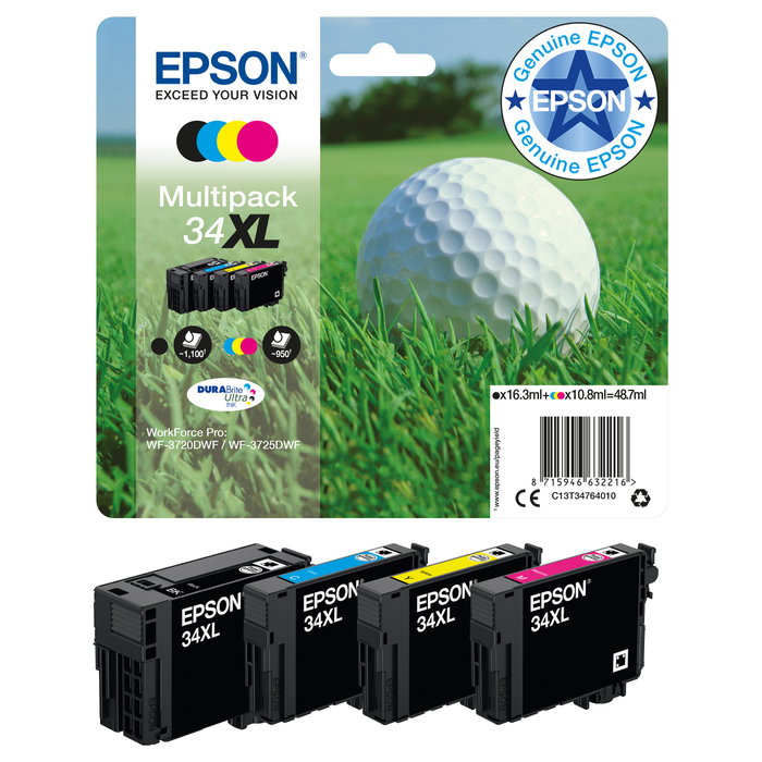 Epson 34XL DURABrite Ultra Multipack de 4 Colores (C13T34764010)