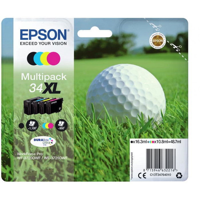 Epson 34XL DURABrite Ultra Multipack de 4 Colores (C13T34764010)
