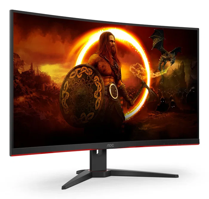 AOC Monitor Gaming Curvo C32G2ZE/BK 31.5" (80 cm) Full HD, 240Hz, 0.5ms MPRT, AMD FreeSync Premium, Panel VA 1500R, Negro/Rojo