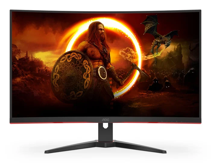 AOC Monitor Gaming Curvo C32G2ZE/BK 31.5" (80 cm) Full HD, 240Hz, 0.5ms MPRT, AMD FreeSync Premium, Panel VA 1500R, Negro/Rojo