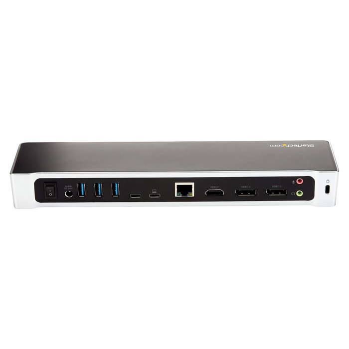StarTech.com Dock USB-C para 3 Monitores 4K - Estación de acoplamiento Triple 4K con 100W PD, 5 Puertos USB 3.2, HDMI, DisplayPort, Ethernet para Mac y Windows