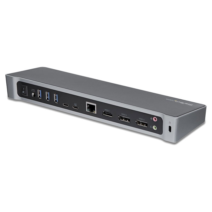 StarTech.com Dock USB-C para 3 Monitores 4K - Estación de acoplamiento Triple 4K con 100W PD, 5 Puertos USB 3.2, HDMI, DisplayPort, Ethernet para Mac y Windows