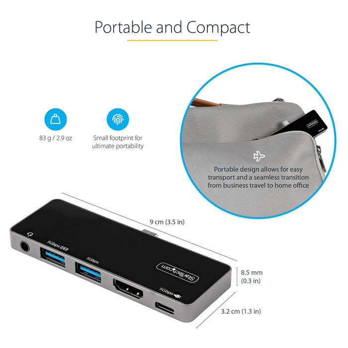 StarTech.com Adaptador Multipuertos USB-C HDMI 4K 60Hz 100W PD Negro, Plata