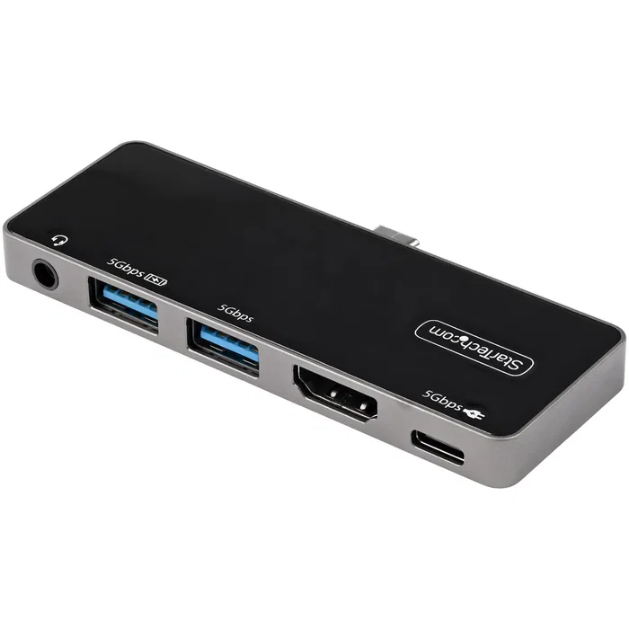 StarTech DKT30CHPD Adaptador Multipuertos USB-C a HDMI 5 en 1 con 4K 60Hz, Entrega de Energía PD 100W, USB 3.2 Gen 1 y Puerto de Audio para Mac, Windows, iPad Pro, Surface Pro