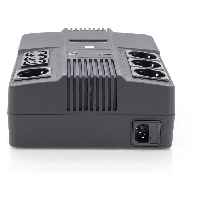 Digitus SAI / UPS 800VA 480W Line Interactive 0.8 kVA, 7 Salidas AC, USB, Ethernet, 12V/9Ah, Color Negro