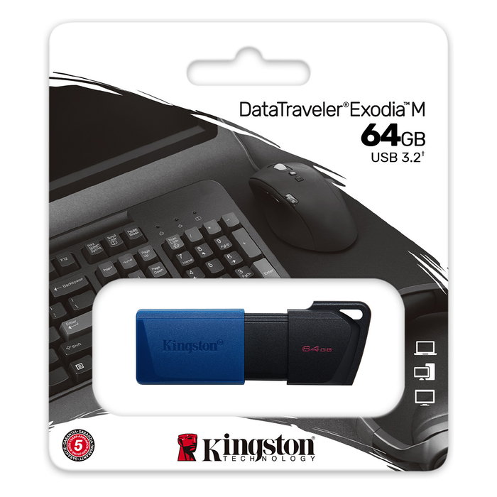 Kingston DataTraveler Exodia M 64 GB USB 3.2 Gen 1 Negro/Azul