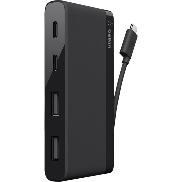 Belkin F4U090btBLK Hub USB-C de 4 Puertos (2x USB-C, 2x USB-A), Negro
