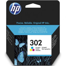 HP Cartucho de Tinta Original 302 Tricolor F6U65AE