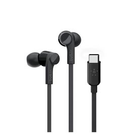 Belkin ROCKSTAR Auriculares Intrauditivos con Cable USB-C y Micrófono, Negro, Modelo G3H0002BTBLK, Almohadillas de Silicona (3 Tamaños), Resistente al Sudor