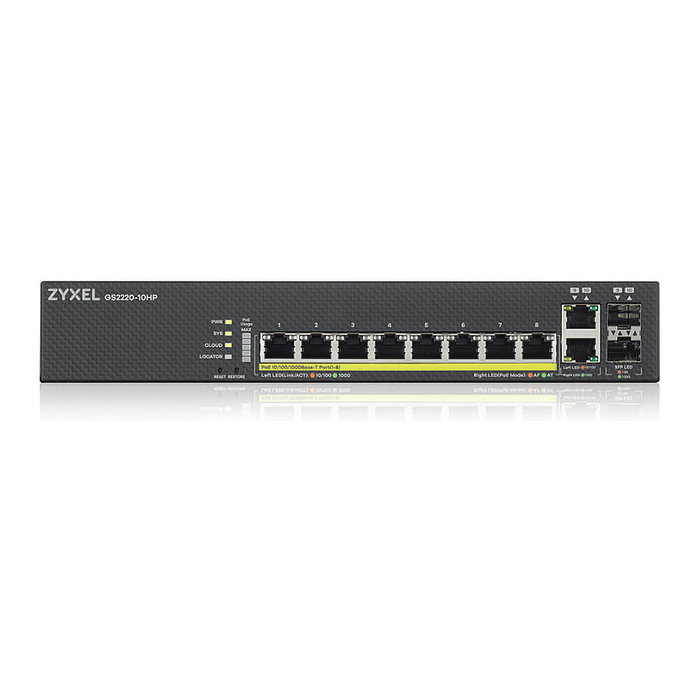 Zyxel GS2220-10HP-EU0101F Switch Gestionado L2 Gigabit Ethernet PoE Negro