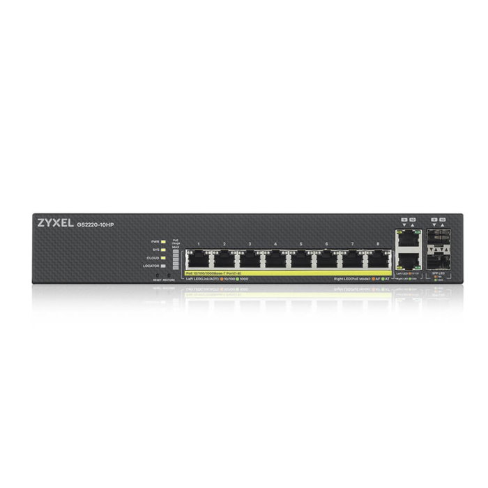 Zyxel GS2220-10HP-EU0101F Switch Gestionado L2 Gigabit con 10 Puertos y PoE 180W
