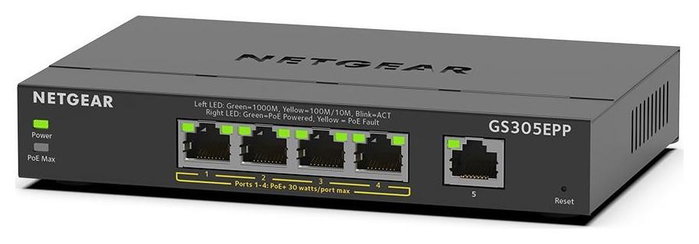 NETGEAR GS305EPP Switch Gestionado de 5 Puertos Gigabit con PoE+ NETGEAR GS305EPP Switch Gestionado de 5 Puertos Gigabit con PoE+