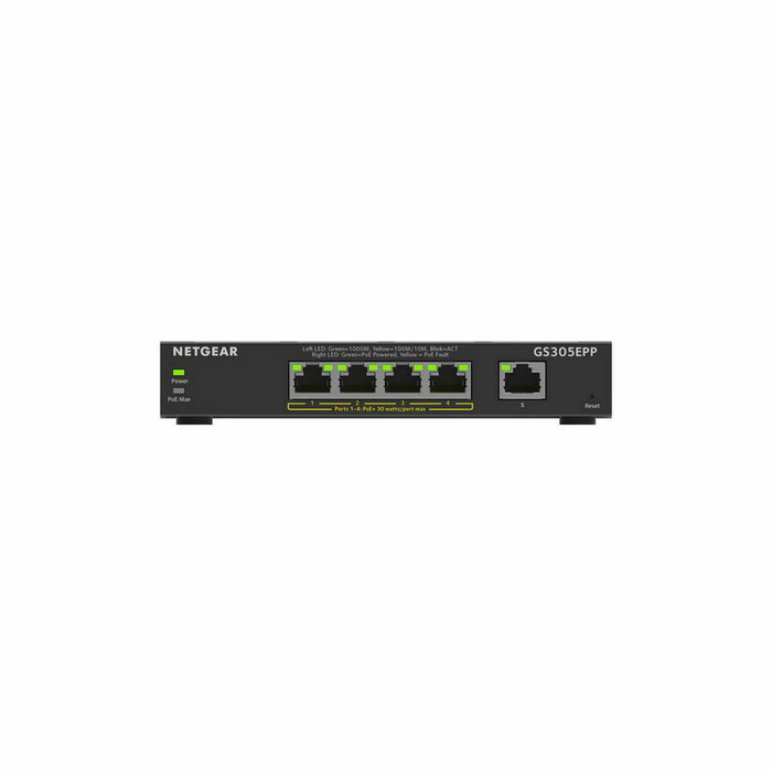 NETGEAR GS305EPP Switch Gestionado de 5 Puertos Gigabit con PoE+ NETGEAR GS305EPP Switch Gestionado de 5 Puertos Gigabit con PoE+