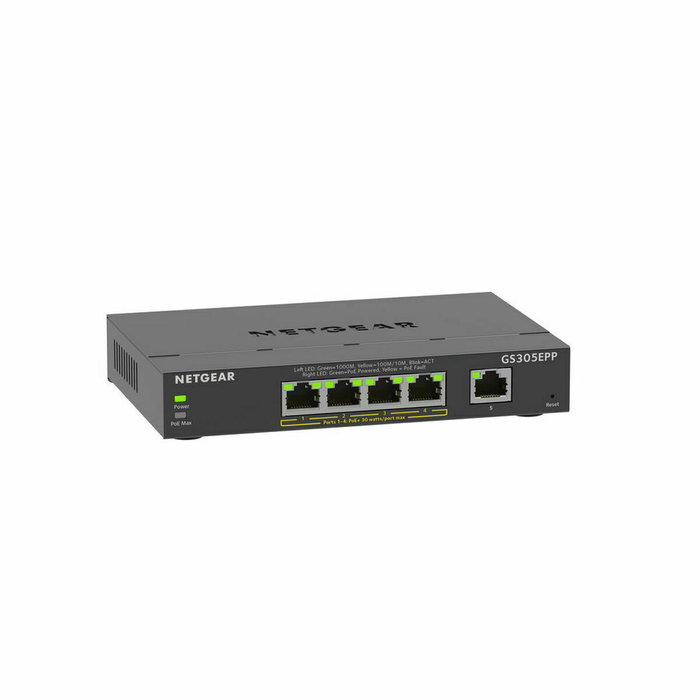 NETGEAR GS305EPP Switch Gestionado de 5 Puertos Gigabit con PoE+ NETGEAR GS305EPP Switch Gestionado de 5 Puertos Gigabit con PoE+