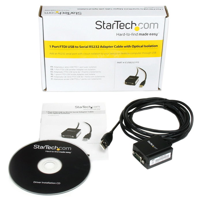 StarTech Cable Adaptador USB a 1 Puerto Serie RS232 DB9 con Aislamiento Óptico, 2,5 m, Negro StarTech Cable Adaptador USB a 1 Puerto Serie RS232 DB9 con Aislamiento Óptico, 2,5 m, Negro