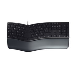 Cherry KC 4500 ERGO - Teclado Ergonómico con Reposamanos Viscoelástico, USB, Teclas Multimedia, Diseño Curvo, Plug & Play, Español