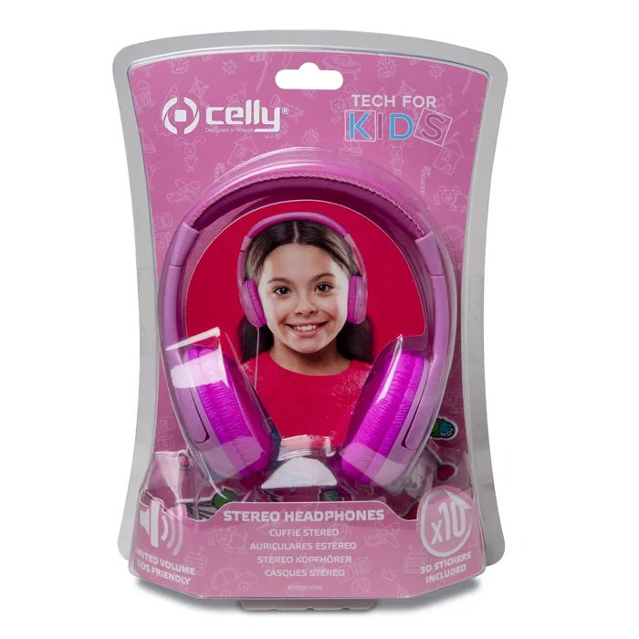 Celly Auriculares KidsBeat Diadema para Niños Música Intraaural Rosa Conector 3.5 mm