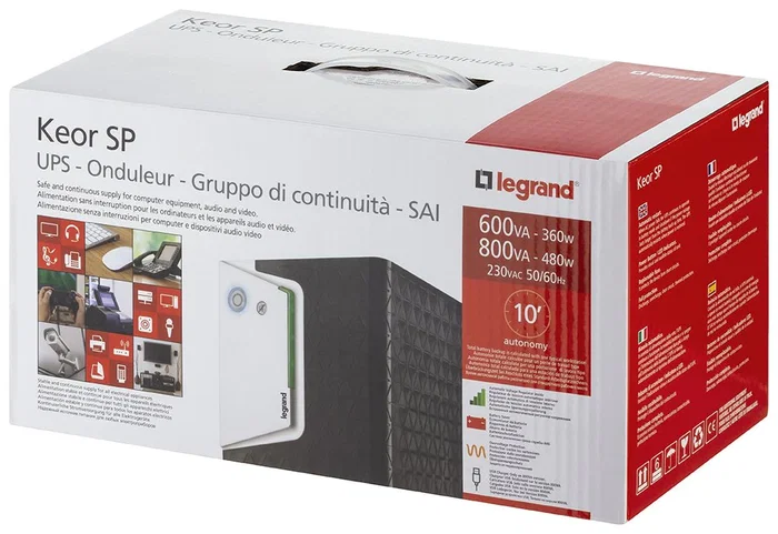 Legrand Keor ASI SP 800 IEC Sistema de Alimentación Ininterrumpida (UPS/SAI) - Línea Interactiva, 0.8 kVA / 480 W, 4 Salidas AC, AVR, USB