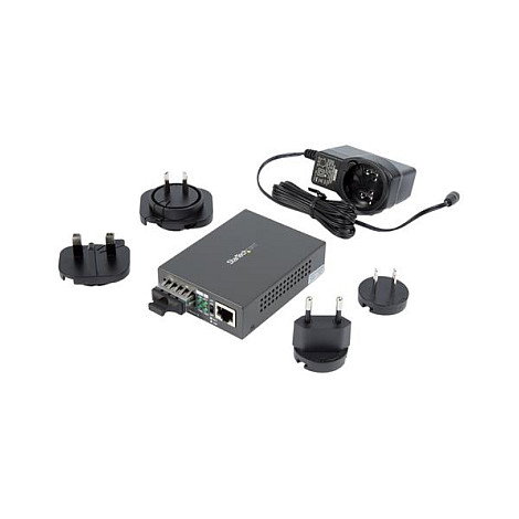 StarTech.com MCMGBSCMM055 Convertidor de Fibra Gigabit, 1000Base-SX a 1000Base-T, 10/100/1000 Mbps, 550 m, Negro