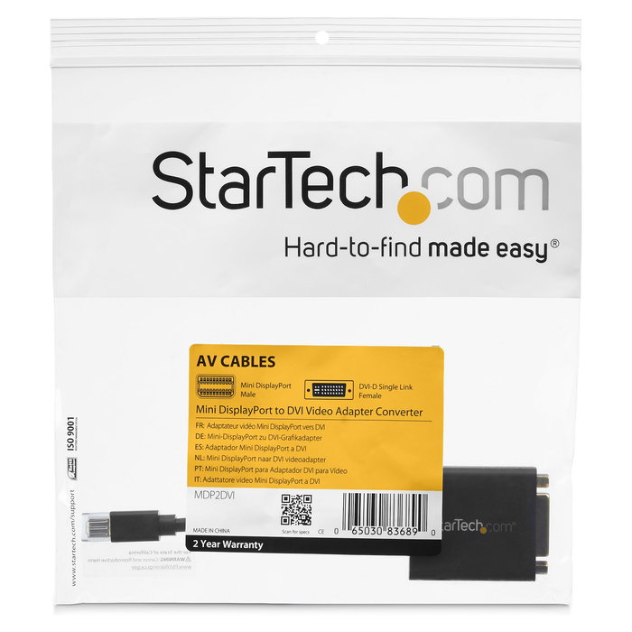 StarTech Adaptador Conversor de Vídeo Mini DisplayPort a DVI-I Pasivo - 1920x1200/1080p - Mini DP Macho a DVI-I Hembra - 0.13 m