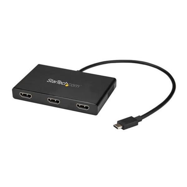 StarTech Hub Splitter USB-C a 3x HDMI con MST - Adaptador para Múltiples Monitores, Tecnología Multi-Stream Transport, Expansión de Pantalla, Negro