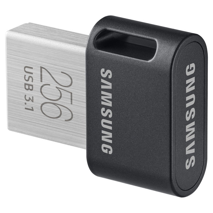 Samsung FIT Plus MUF-256AB 256 GB, USB 3.2 Gen 1 (3.1 Gen 1), 400 MB/s Lectura, Resistente al Agua y Golpes, Gris/Plata