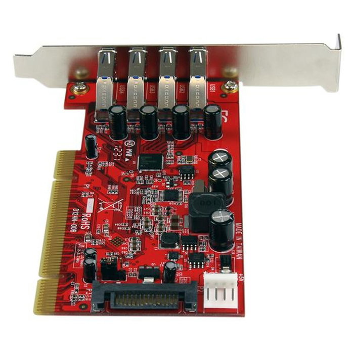 StarTech.com Tarjeta Adaptador PCI USB 3.0 5Gbps 4 Puertos Rojo