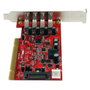 StarTech.com Tarjeta Adaptador PCI USB 3.0 5Gbps 4 Puertos Rojo